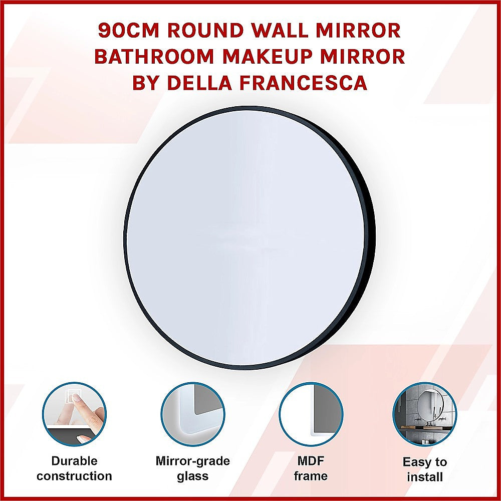 90cm Round Wall Mirror Bathroom Makeup Mirror by Della Francesca