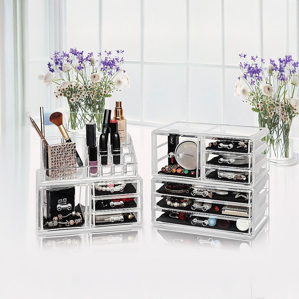 11 Drawers Clear Acrylic Tower Organiser Cosmetic jewellery Luxury Storage Cabinet Bedworld