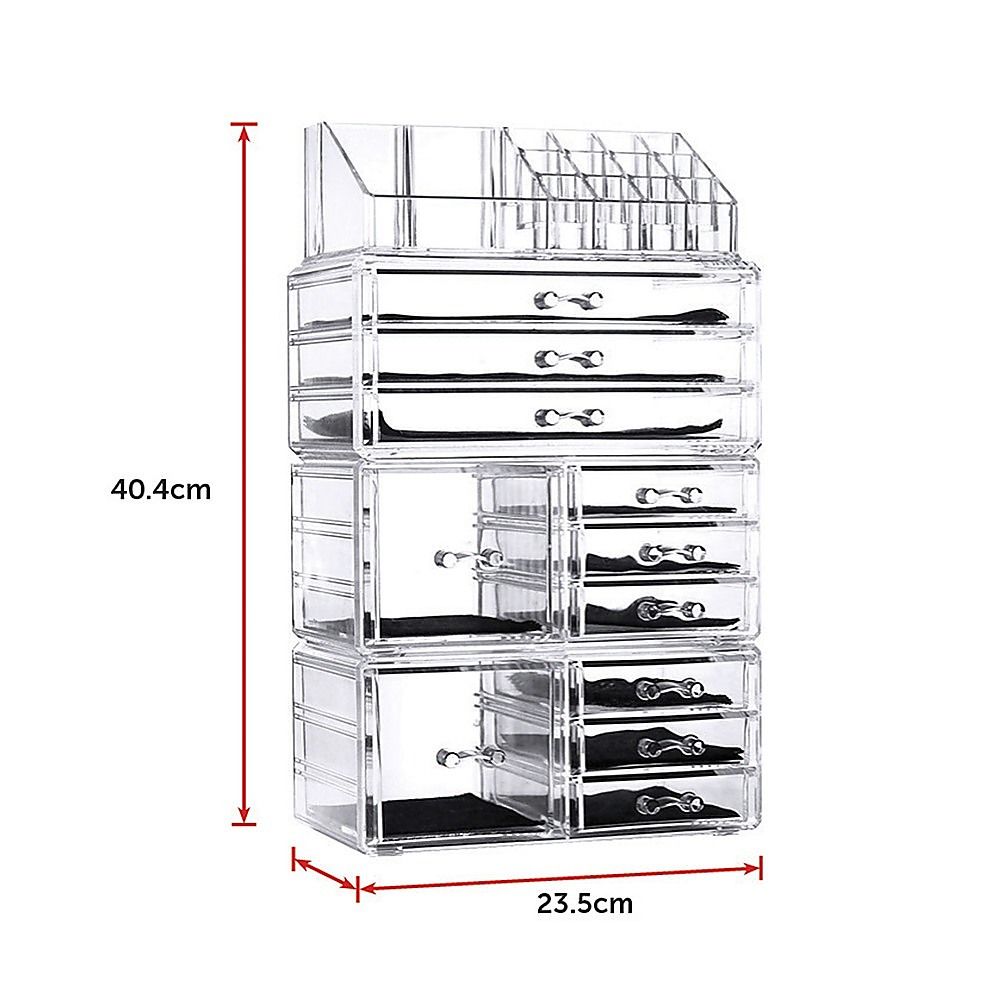 11 Drawers Clear Acrylic Tower Organiser Cosmetic jewellery Luxury Storage Cabinet Bedworld