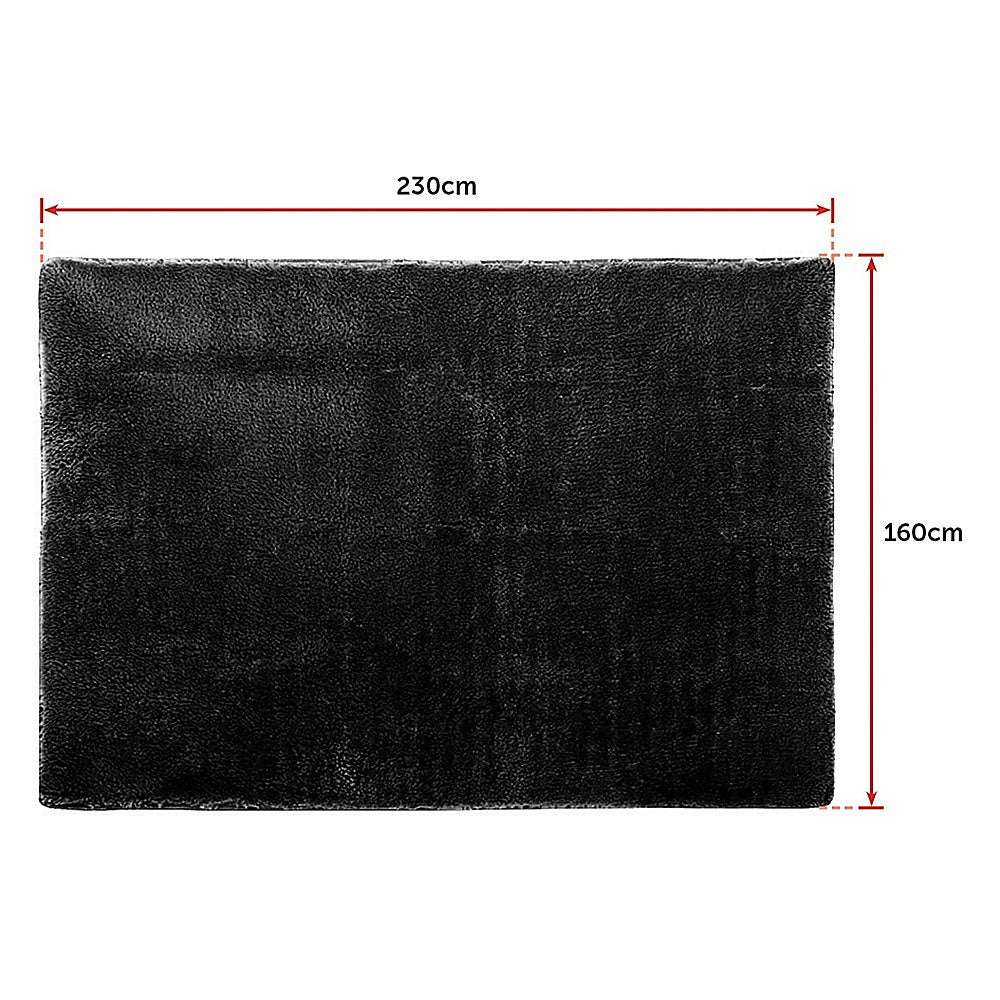 230x160cm Floor Rugs Large Shaggy Rug Area Carpet Bedroom Living Room Mat - Black