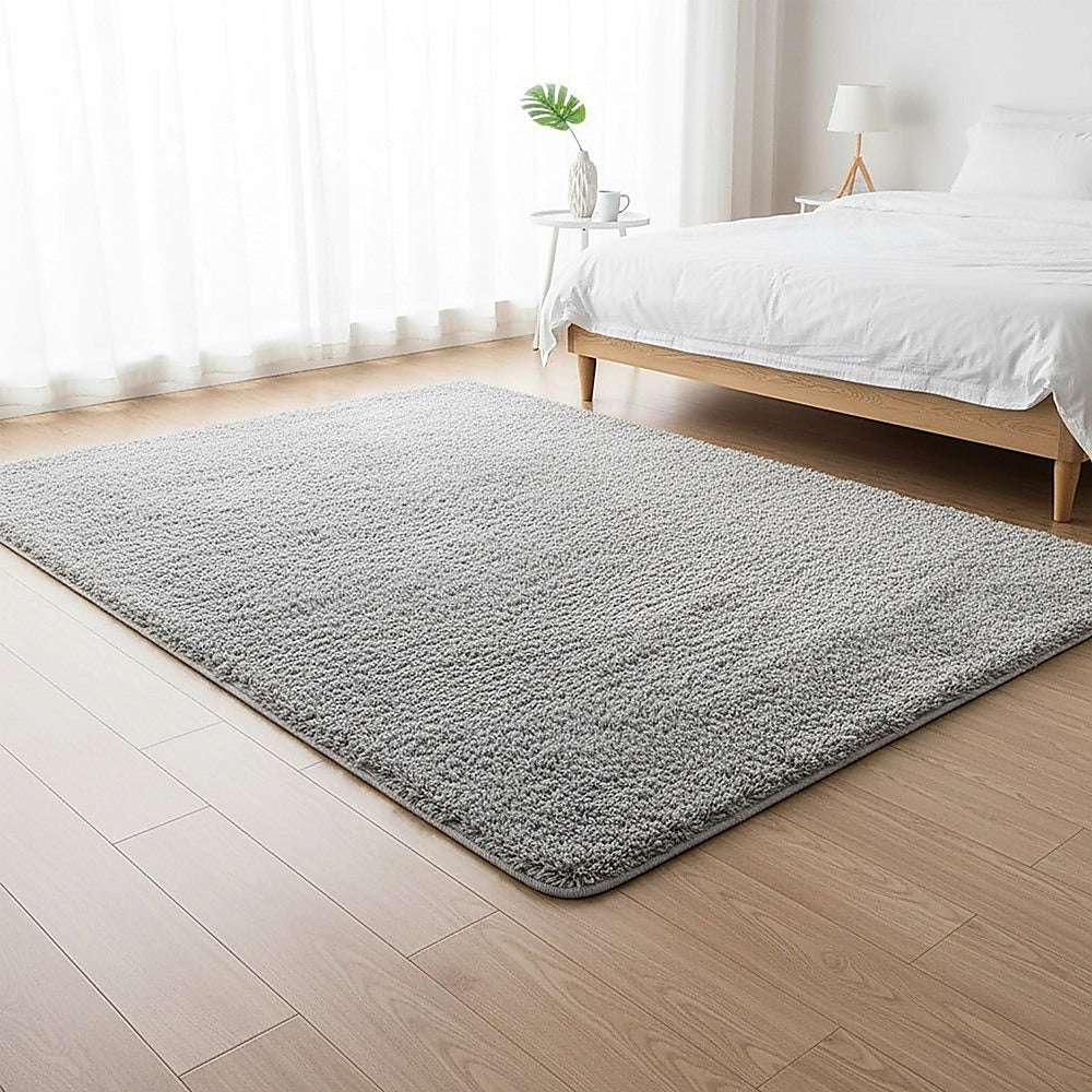 230x200cm Floor Rugs Large Shaggy Rug Area Carpet Bedroom Living Room Mat - Grey