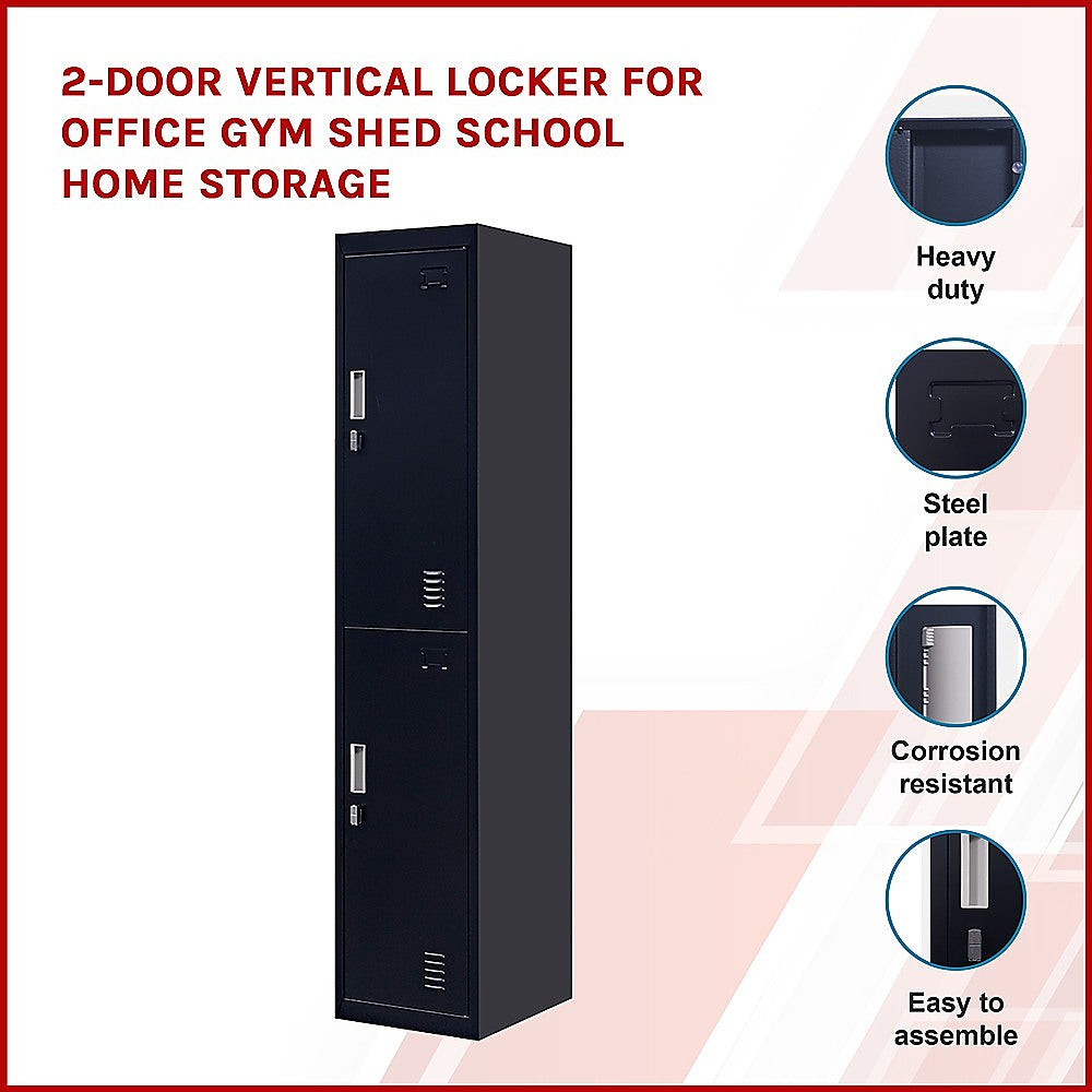 Durable 2-Door Vertical Locker - Office, Gym, Home
