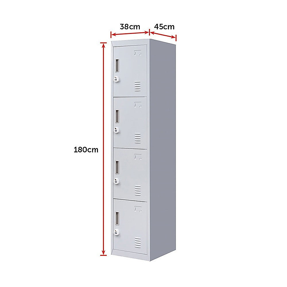 Durable 4-Door Vertical Locker - Office, Gym, School