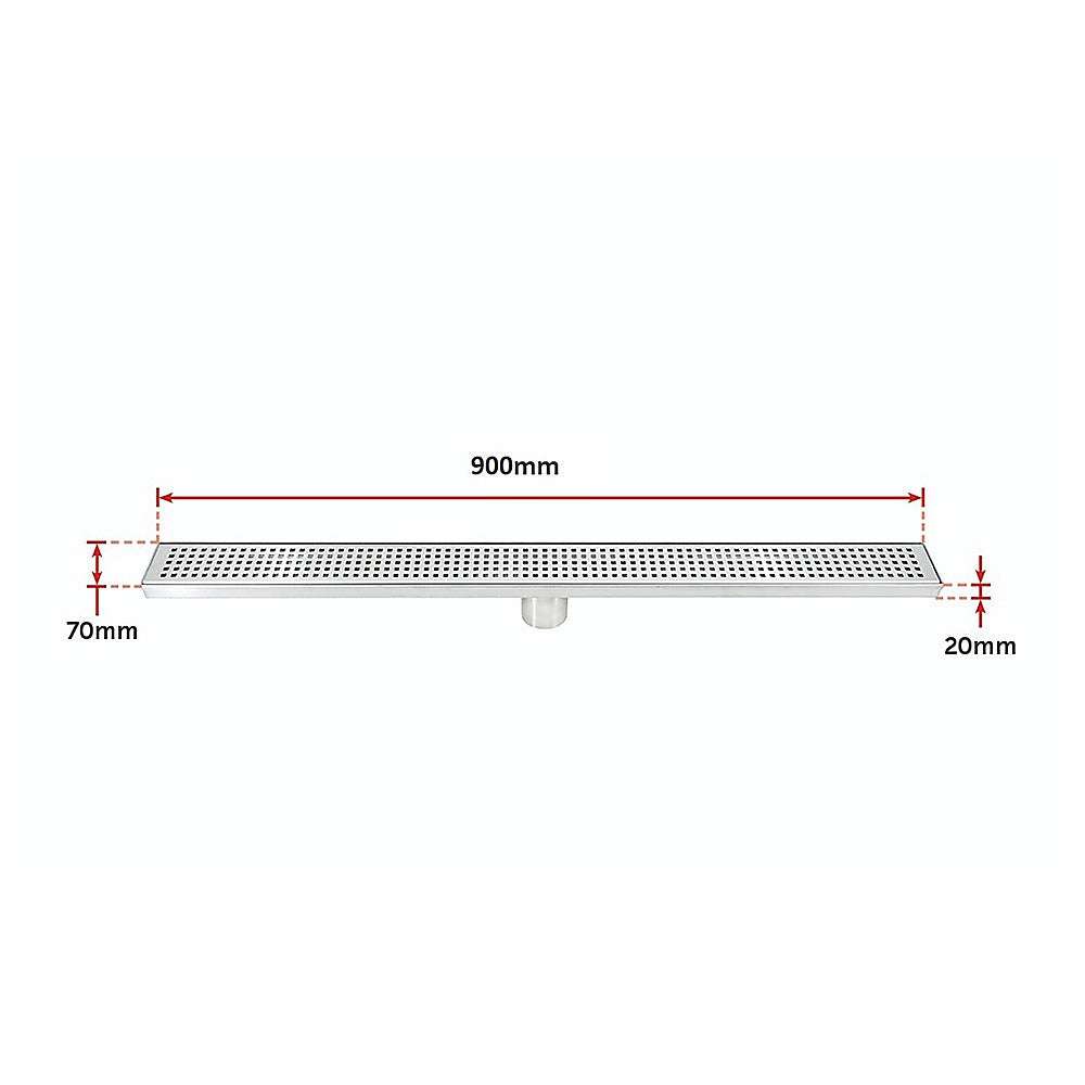 900mm Bathroom Shower Stainless Steel Grate Drain w/Centre outlet Floor Waste Square Pattern