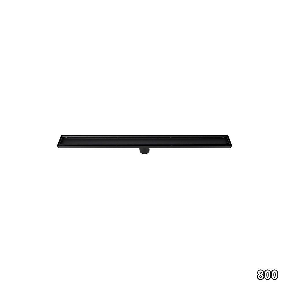 Tile Insert Shower Grate – 80cm Black Drain with Centre Outlet Bedworld