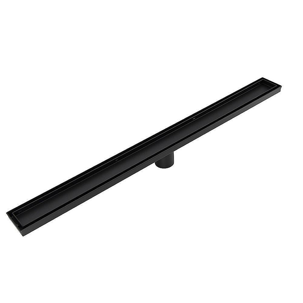 Tile Insert Shower Grate – 80cm Black Drain with Centre Outlet Bedworld