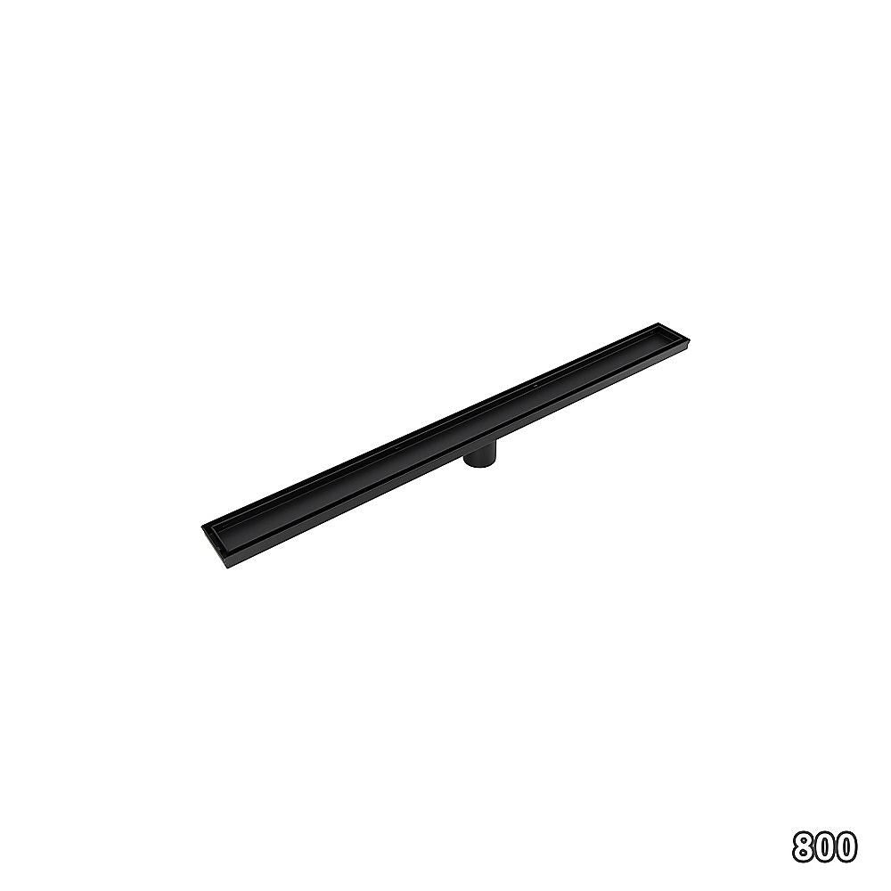 Tile Insert Shower Grate – 80cm Black Drain with Centre Outlet Bedworld