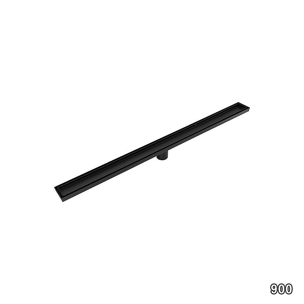 Tile Insert Shower Grate – 90cm Black Drain with Centre Outlet Bedworld