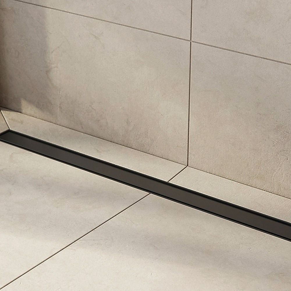 Tile Insert Shower Grate – 100cm Black Drain with Centre Outlet Bedworld
