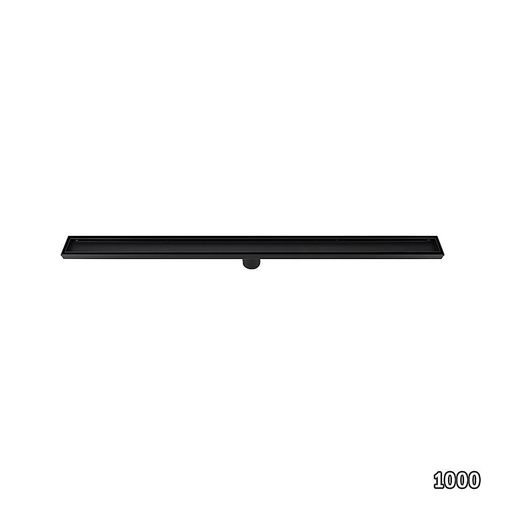 Black shower drain grate base with centered outlet stub