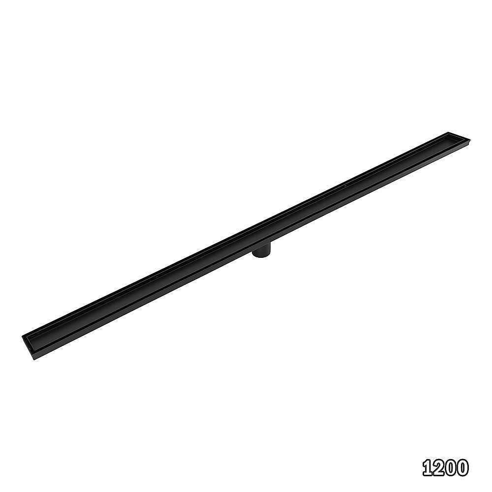 1200mm black linear shower drain grate with centre outlet
