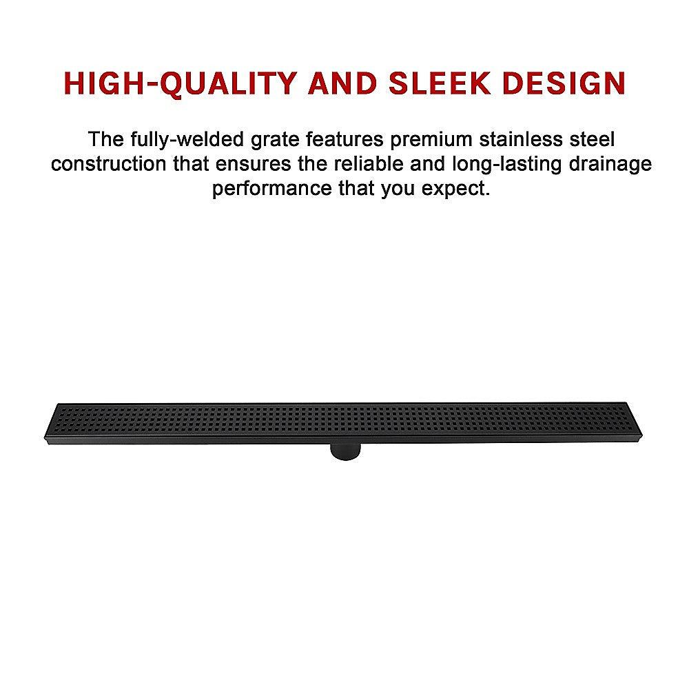 800mm Bathroom Shower Black Grate Drain