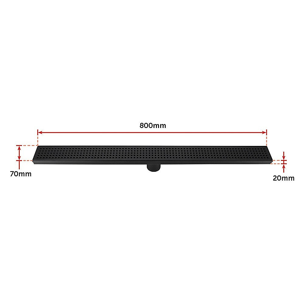 800mm Bathroom Shower Black Grate Drain