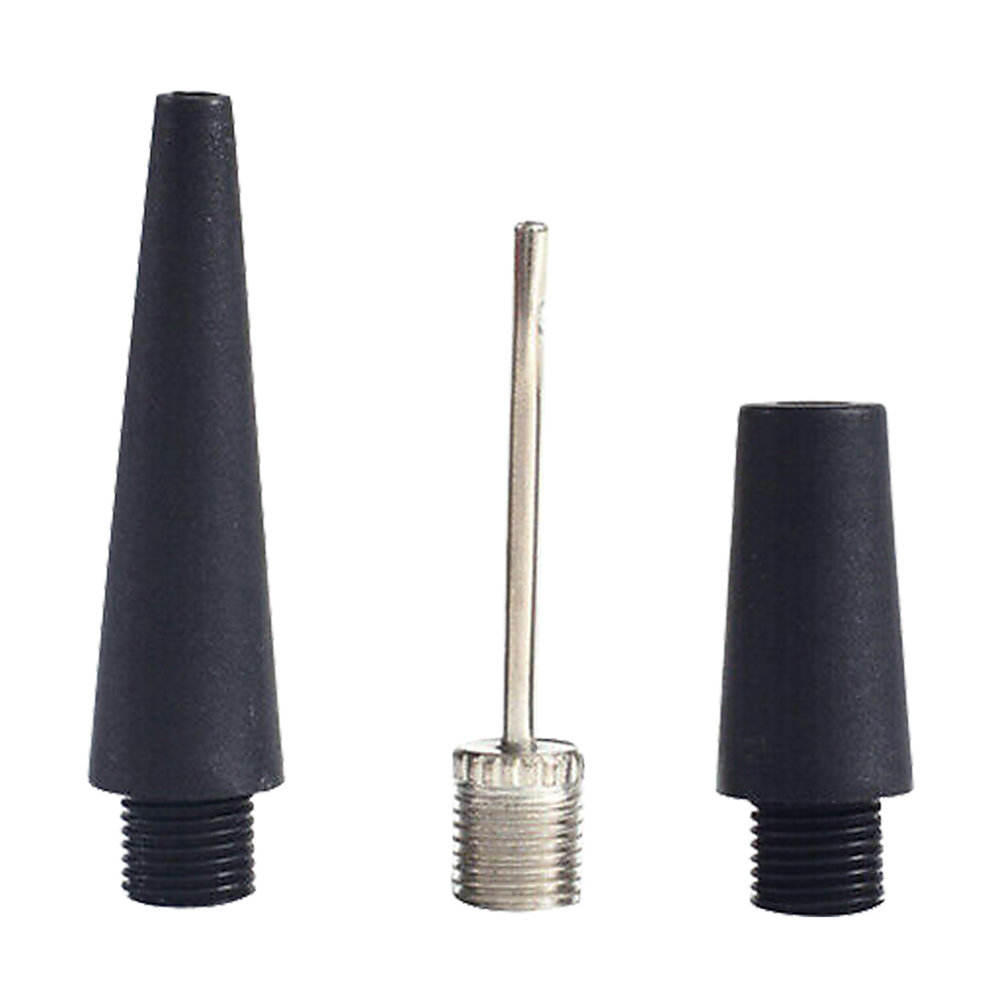 Air pump nozzle set with black plastic tips and metal threaded adapters
