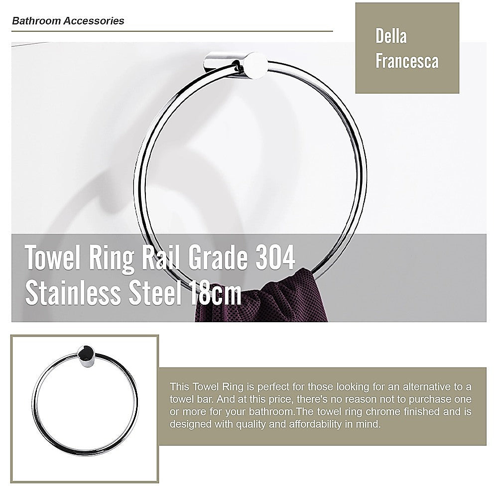 Towel Ring Rail Grade 304 Stainless Steel 18cm
