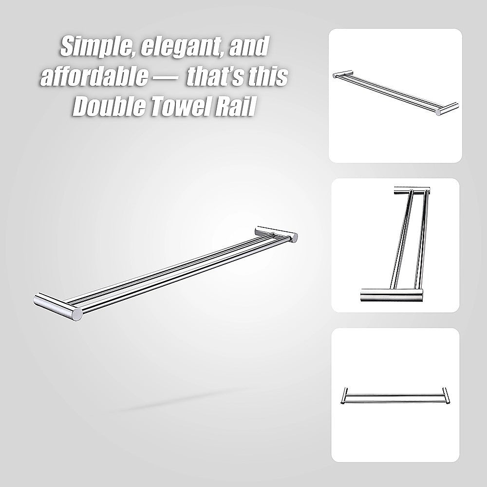Double Towel Rail Grade 304 Stainless Steel 620mm