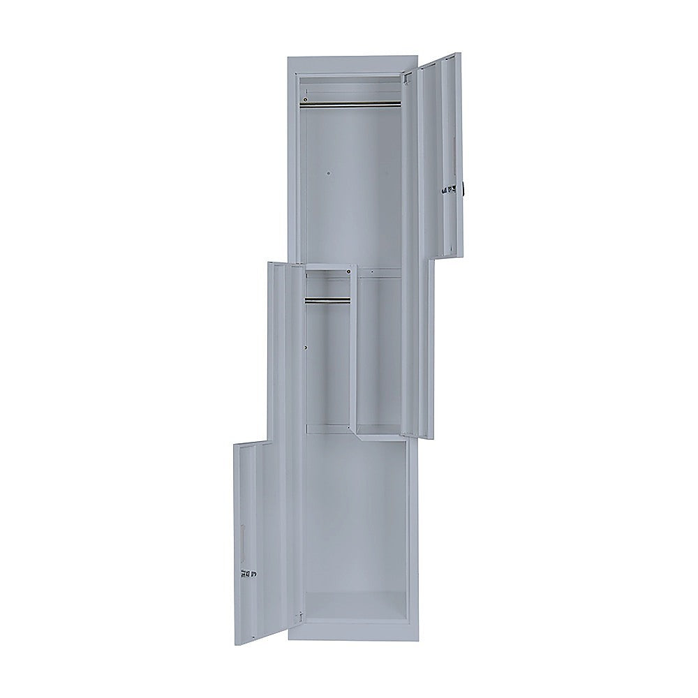 Grey Two-Door L-shaped Office Gym Shed Storage Lockers