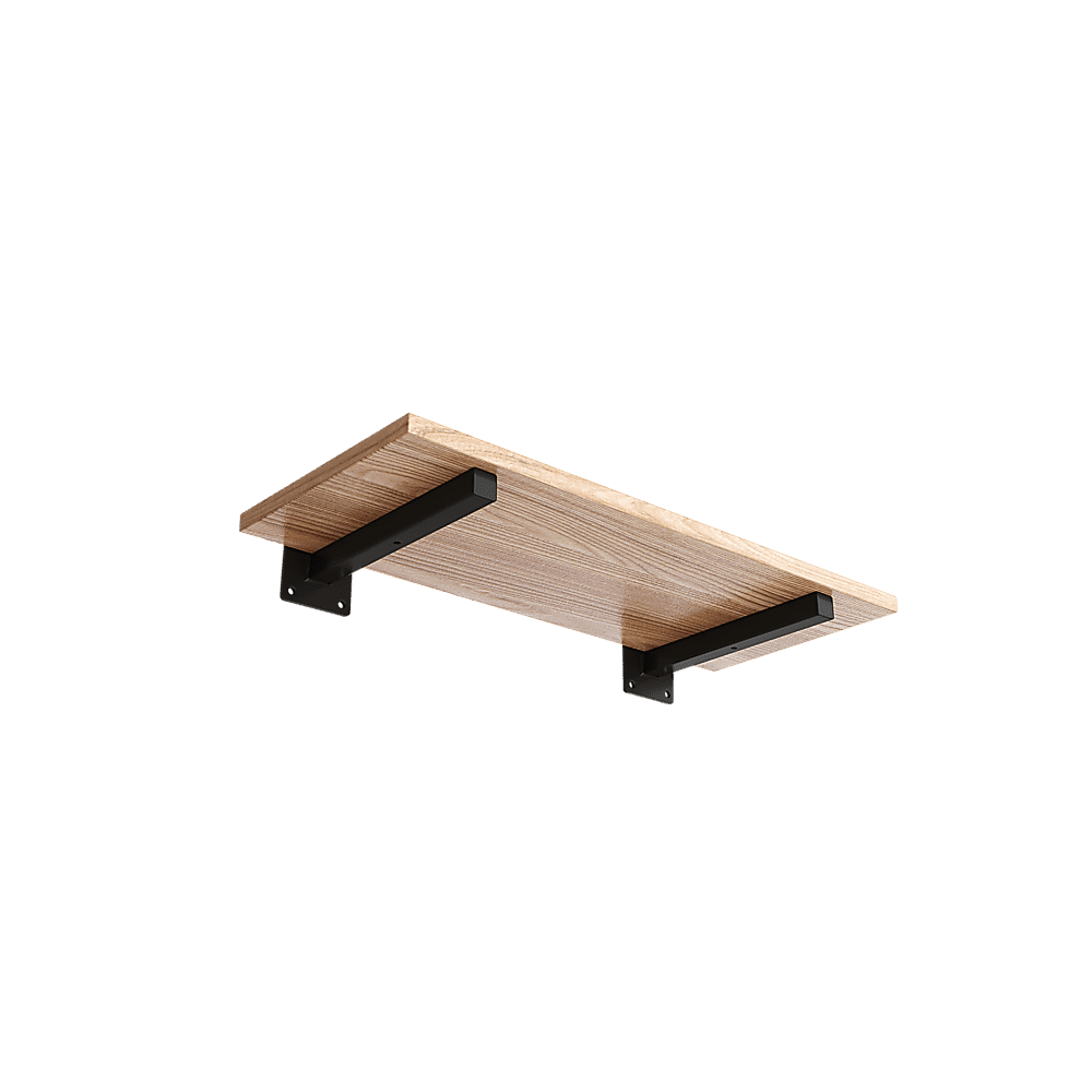 20cm Floating Shelf Brackets Industrial Metal Shelving Supports 4-Pack - Black