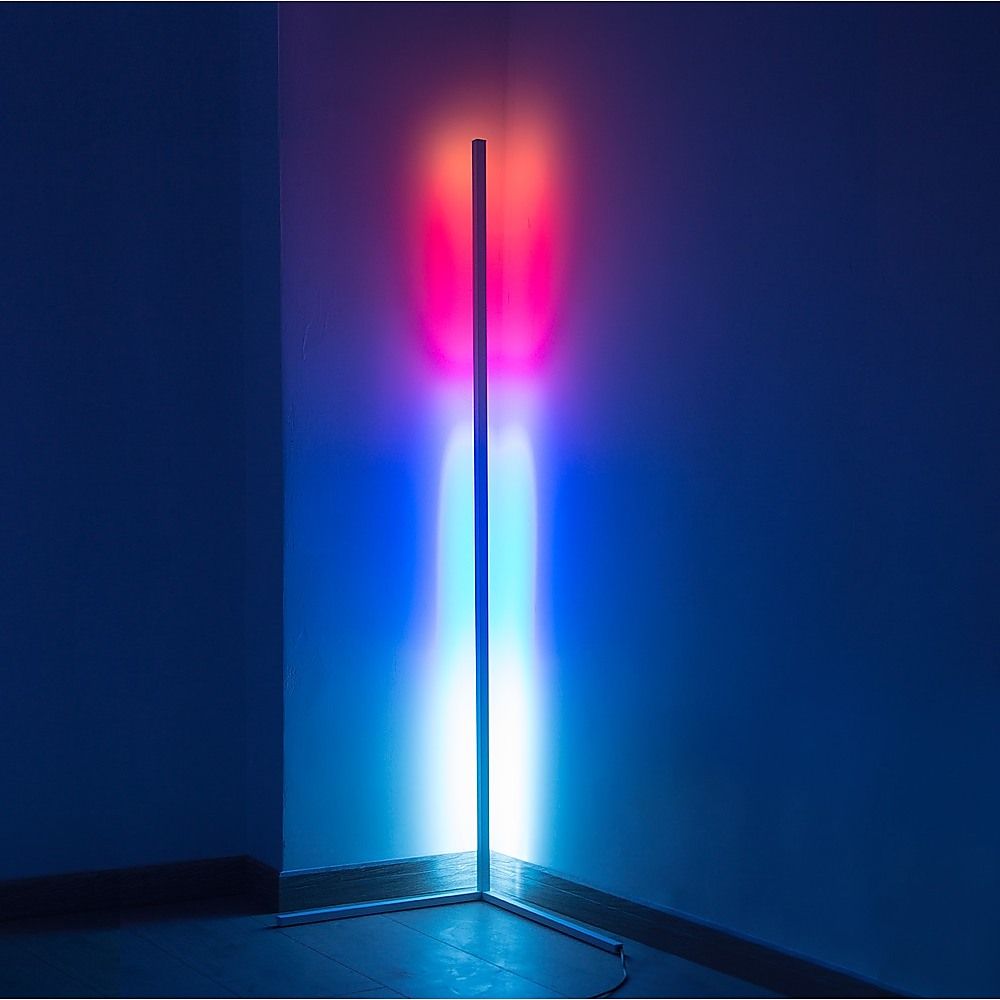 Modern - Colour RGB - Minimalist LED Corner Floor Lamp - White - Mood Lighting Bedworld