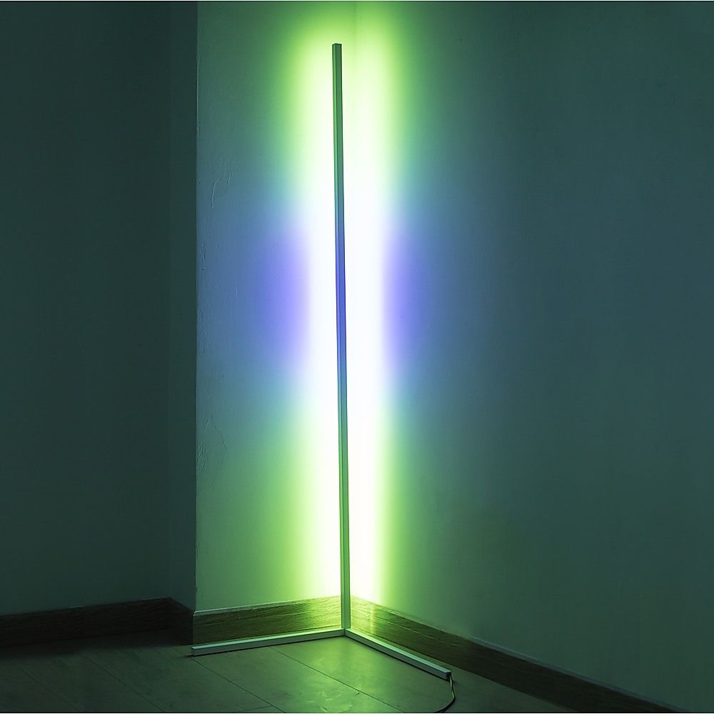 Modern - Colour RGB - Minimalist LED Corner Floor Lamp - White - Mood Lighting Bedworld