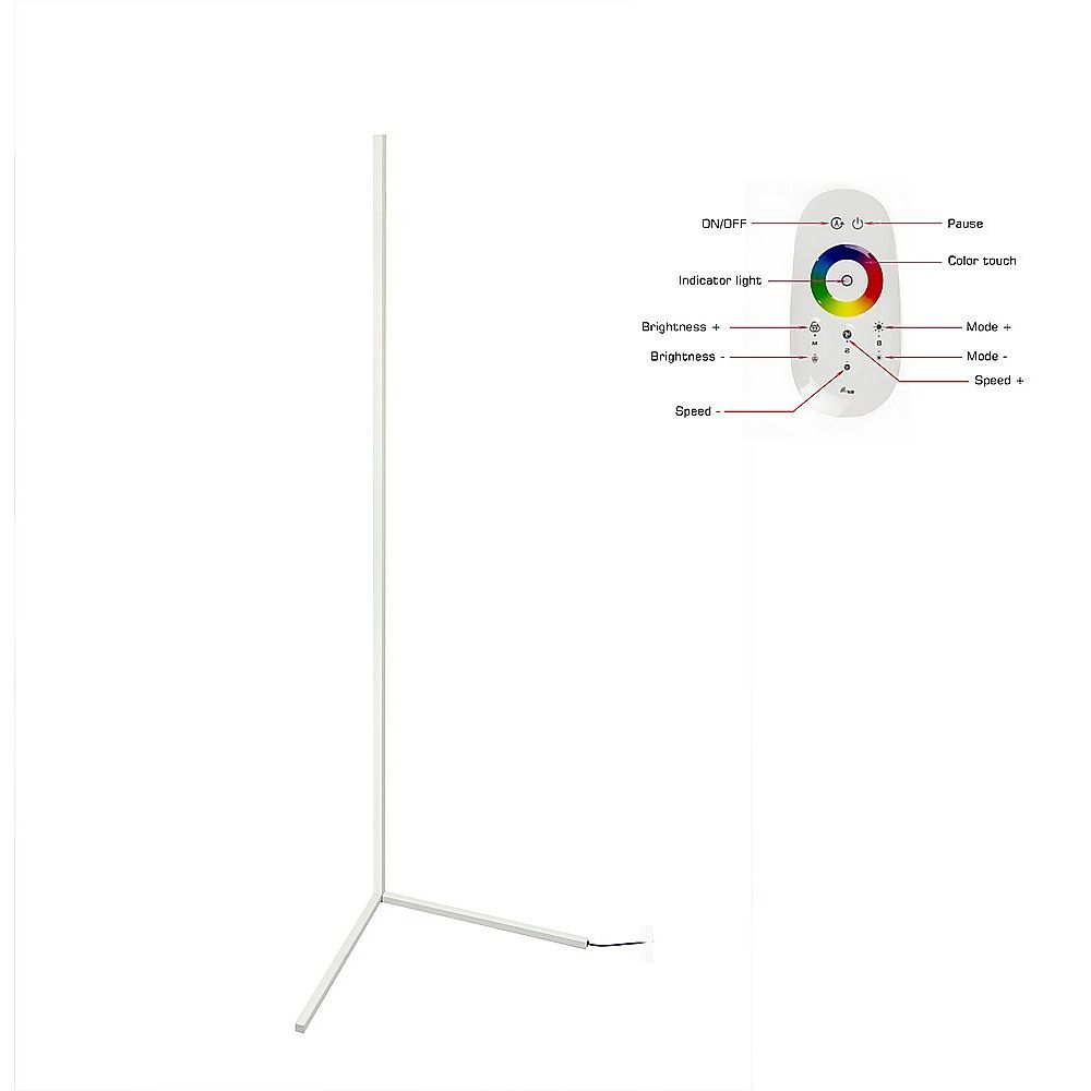 Modern - Colour RGB - Minimalist LED Corner Floor Lamp - White - Mood Lighting Bedworld