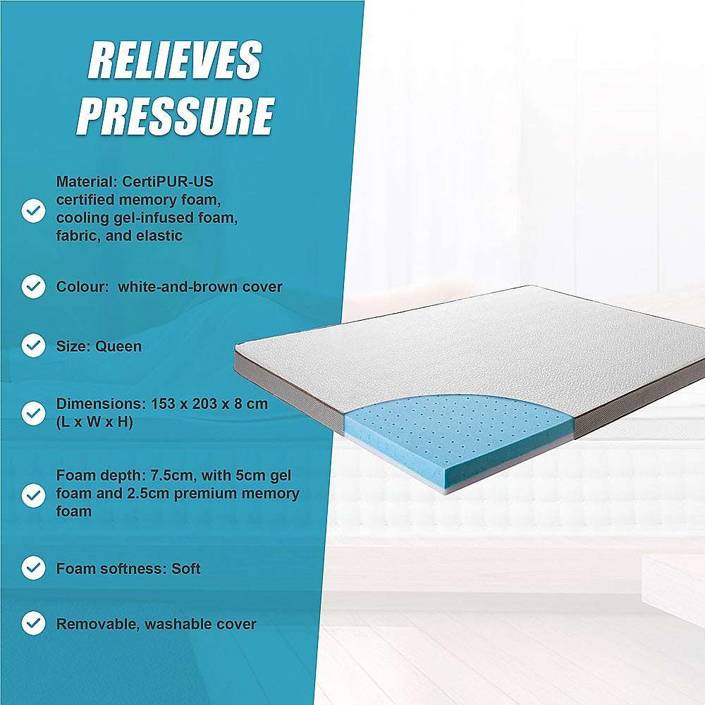 Queen Cooling Gel Memory Foam Mattress Topper – CertiPUR-US® Certified Foam