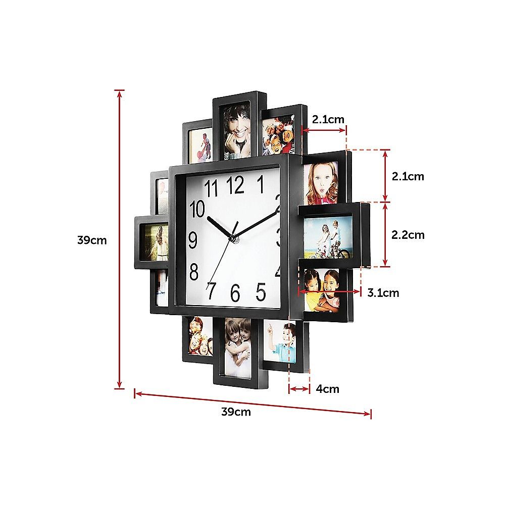 Photo Frame Clock Picture Collage 12Picture Display Photowall Bedworld