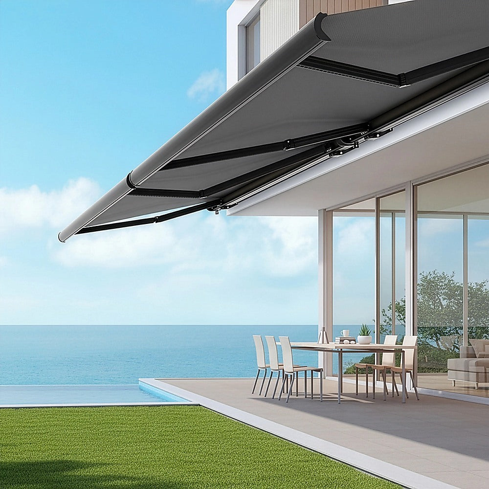 5.5m x 3.0m Retractable Folding Arm Awning Heavy Duty Full Cassette Motorised