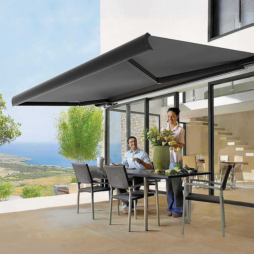 5.5m x 3.0m Retractable Folding Arm Awning Heavy Duty Full Cassette Motorised
