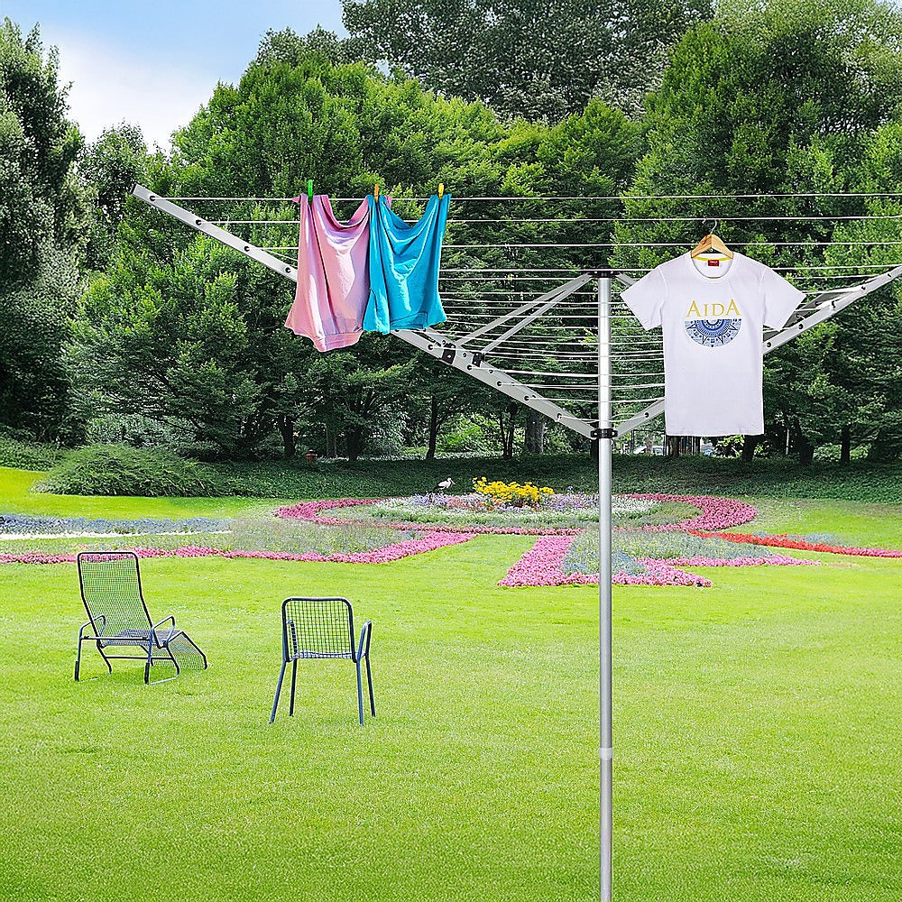 4 Arm Rotary Airer Outdoor Washing Line Clothes Dryer 50m Length