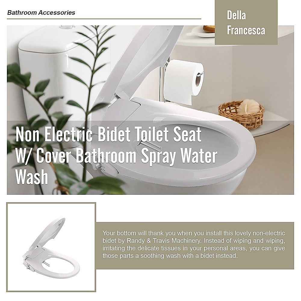 Non Electric Bidet Toilet Seat W/ Cover Bathroom Spray Water Wash Bedworld