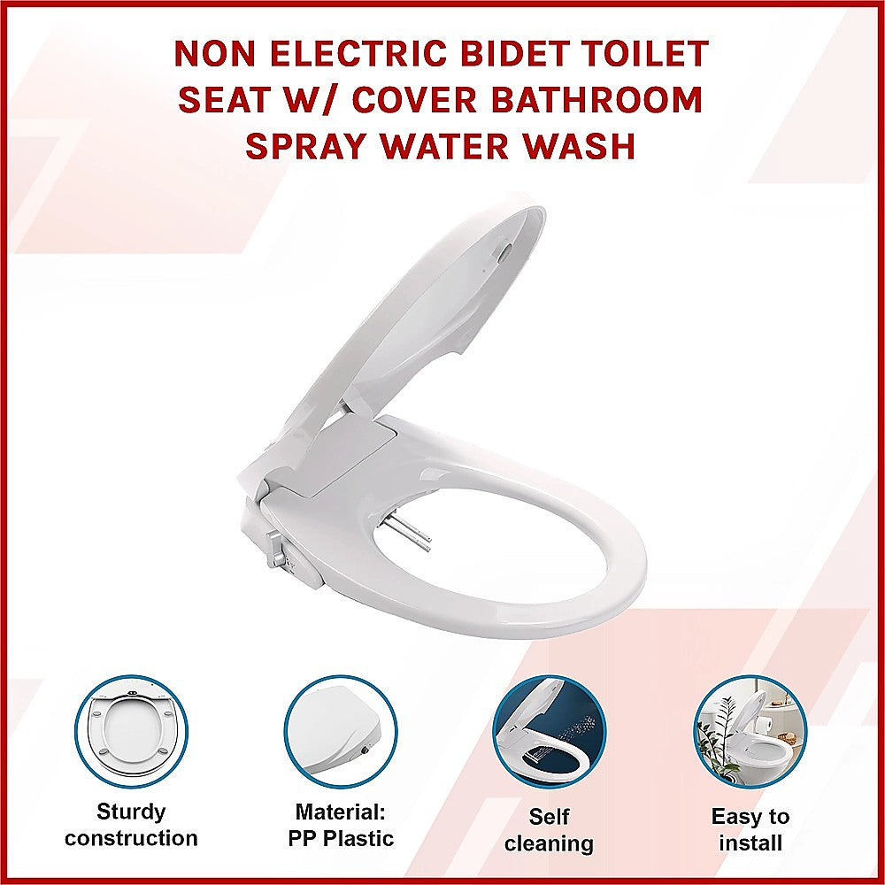 Non Electric Bidet Toilet Seat W/ Cover Bathroom Spray Water Wash