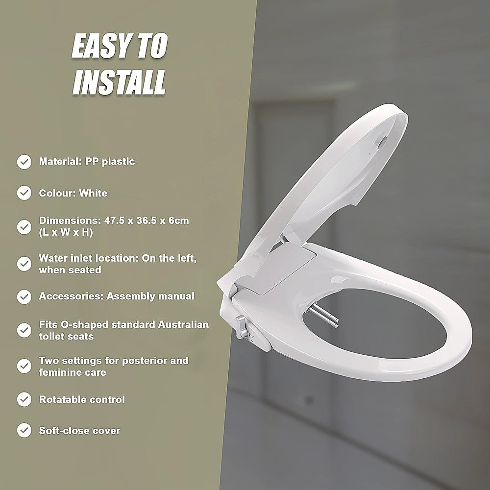 Non Electric Bidet Toilet Seat W/ Cover Bathroom Spray Water Wash