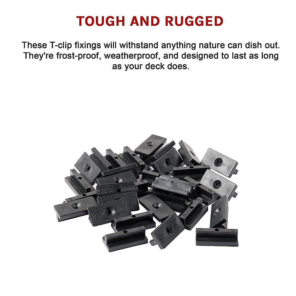 100 Composite Decking Hidden Fixing Fasteners Plastic T Clips & Screws Bedworld