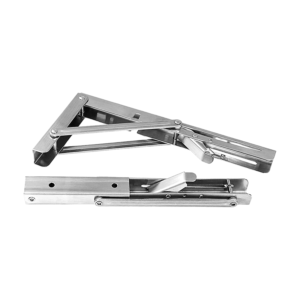 2x 10" Stainless Steel Folding Table Bracket Shelf Bench 50kg Load Heavy Duty
