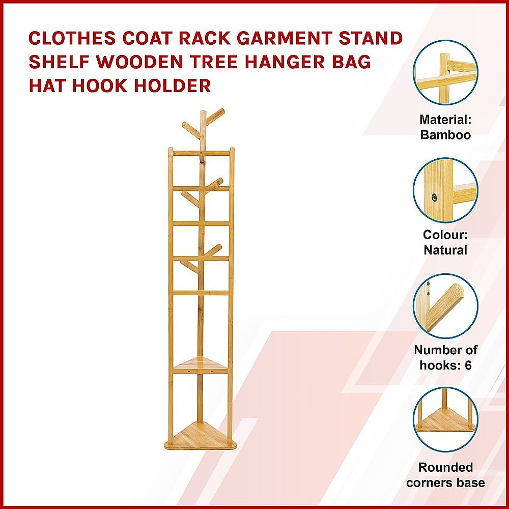 Wooden coat rack illustration with multiple hanging hooks and shelf