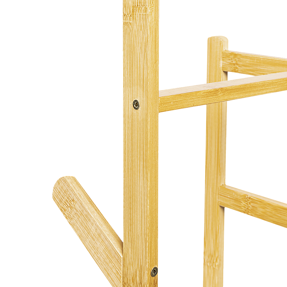Wooden coat rack post and crossbar with metal screws