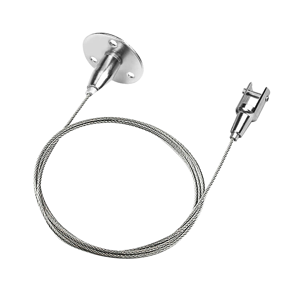 Stainless steel ceiling suspension hook and braided cable, indicator light hanger set