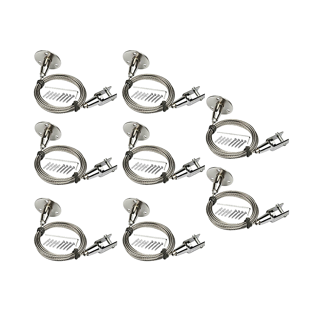 8-pack stainless steel suspension hook cable sets with braided wire and clamps