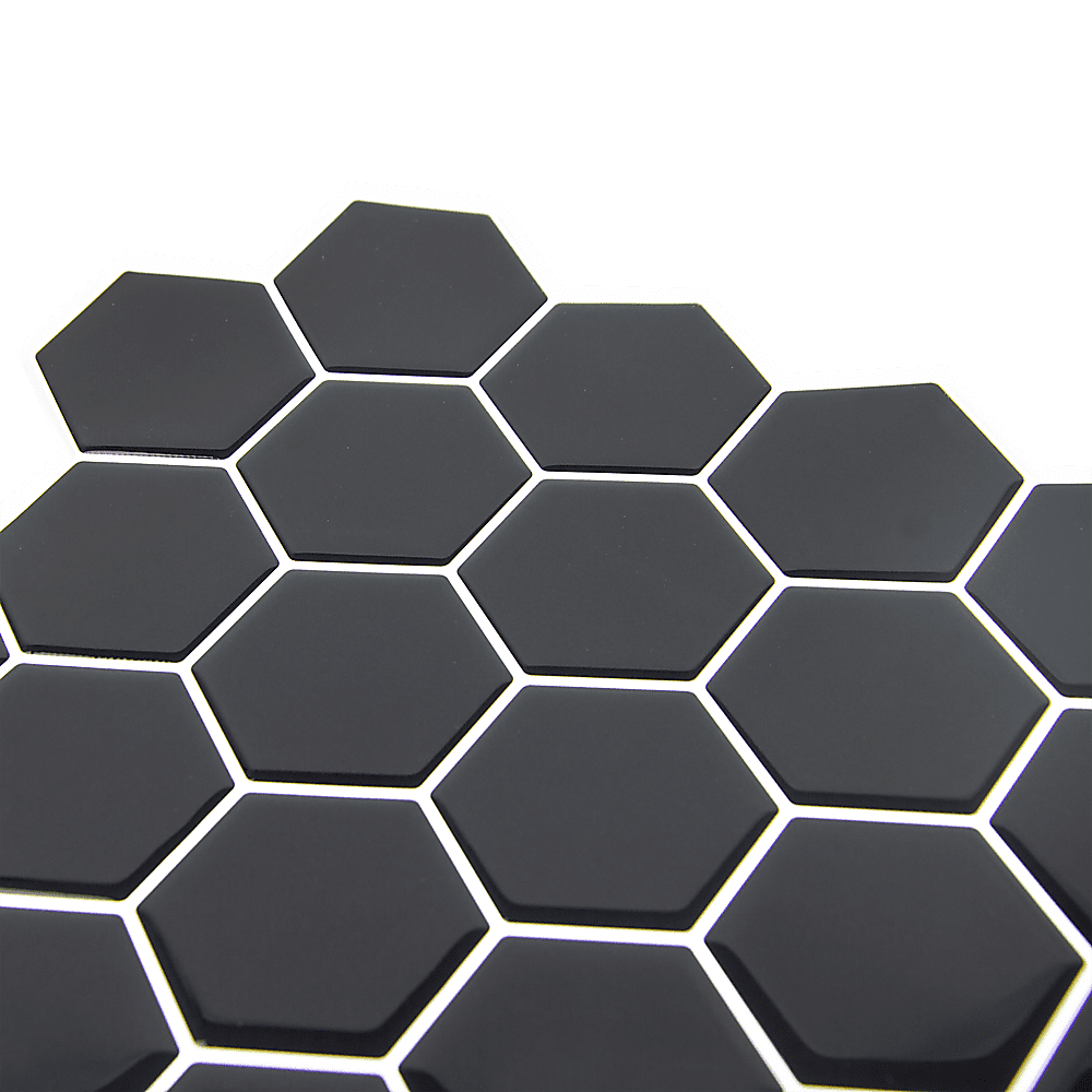 Stick Wall Tile Hexagonal Mosaic Black 10 Sheets