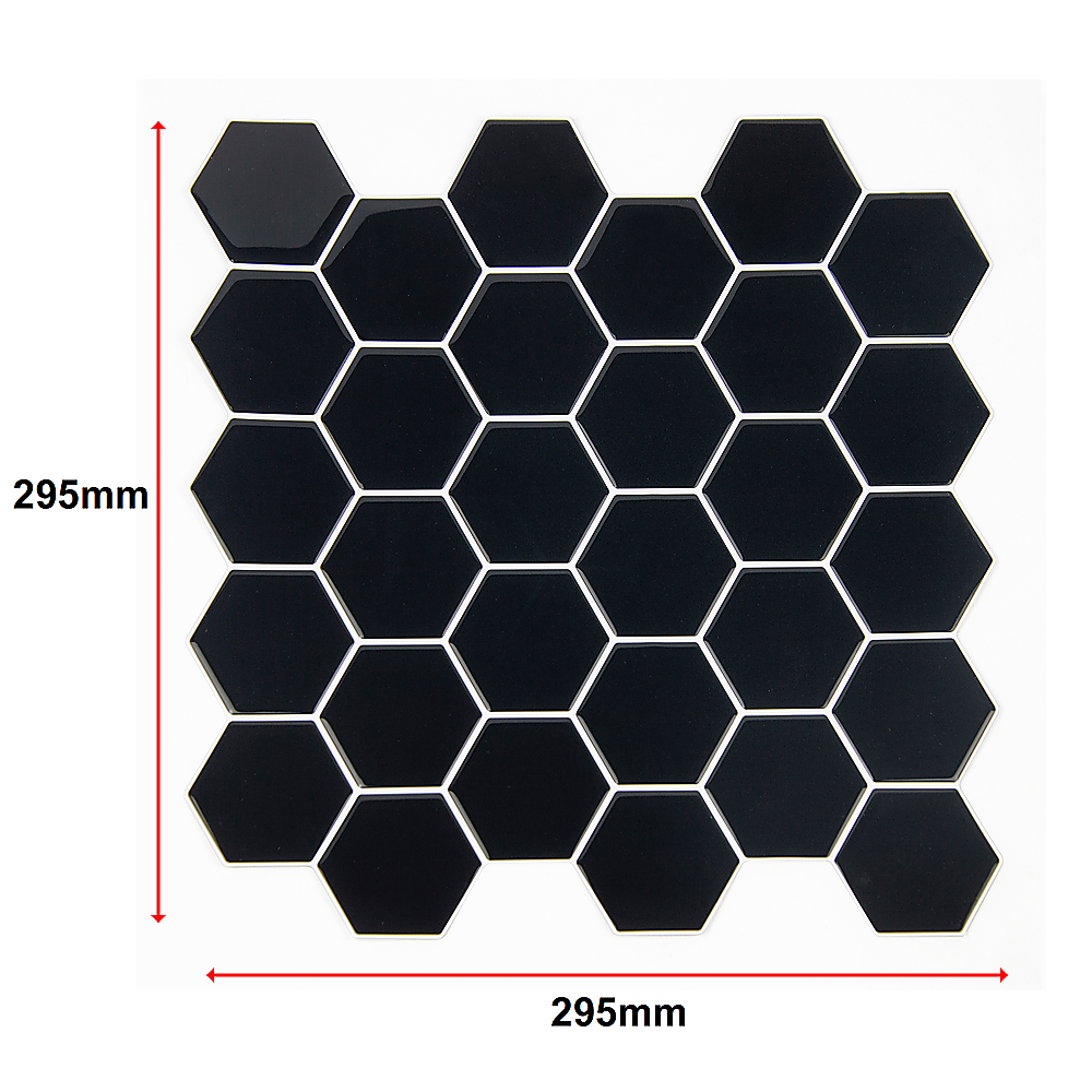 Stick Wall Tile Hexagonal Mosaic Black 10 Sheets