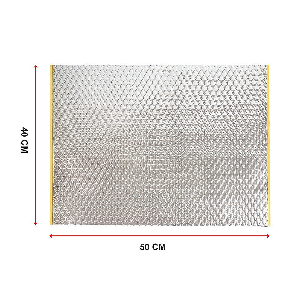 Car sound deadener mat size 50 x 40 cm, silver diamond-pattern foil