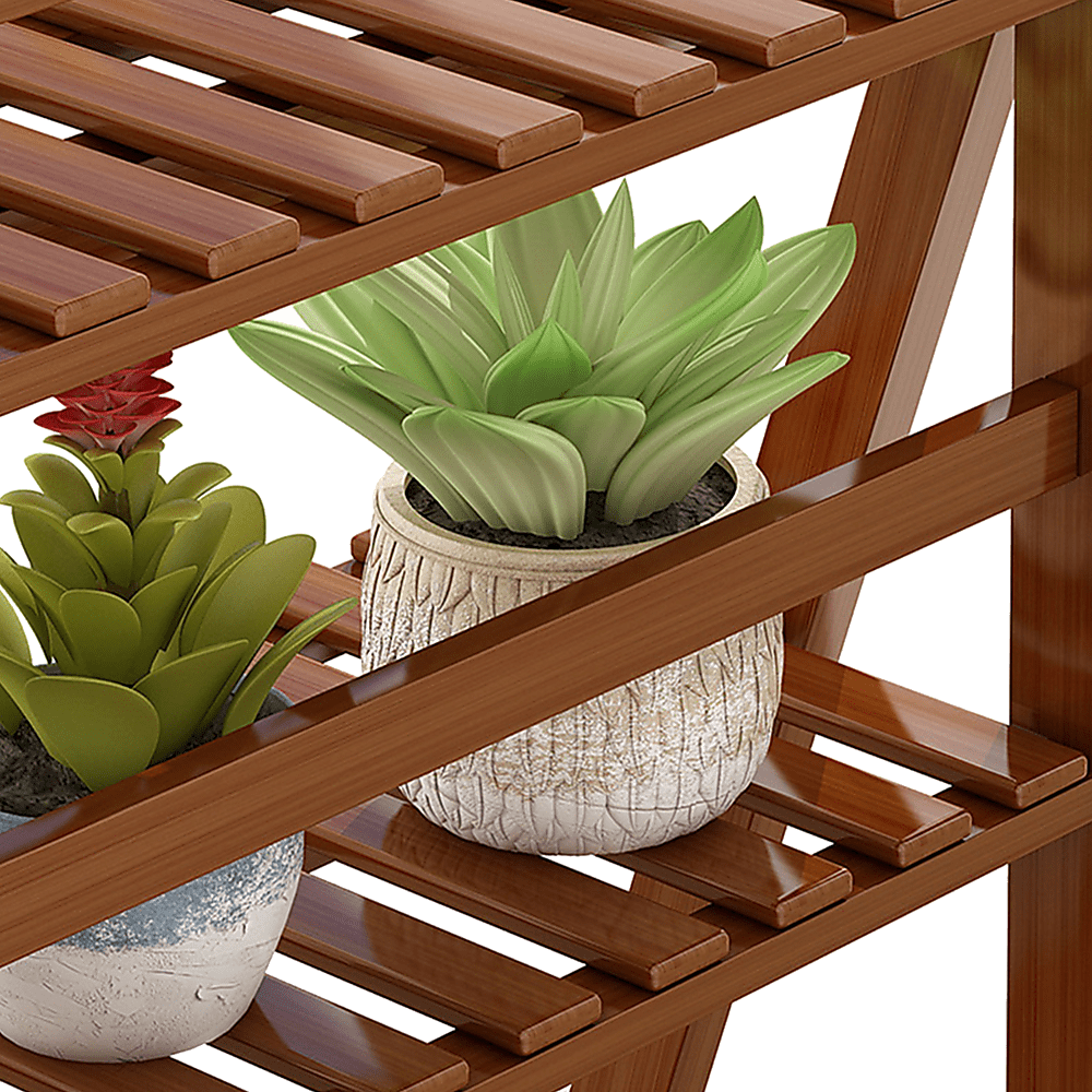 Plant Stand Outdoor Indoor Garden Wood Bamboo Shelf Folding 100CM Length