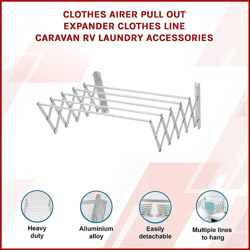 Pull Out Clothes Airer  Expanding Laundry Drying Line for Caravan, RV & Home