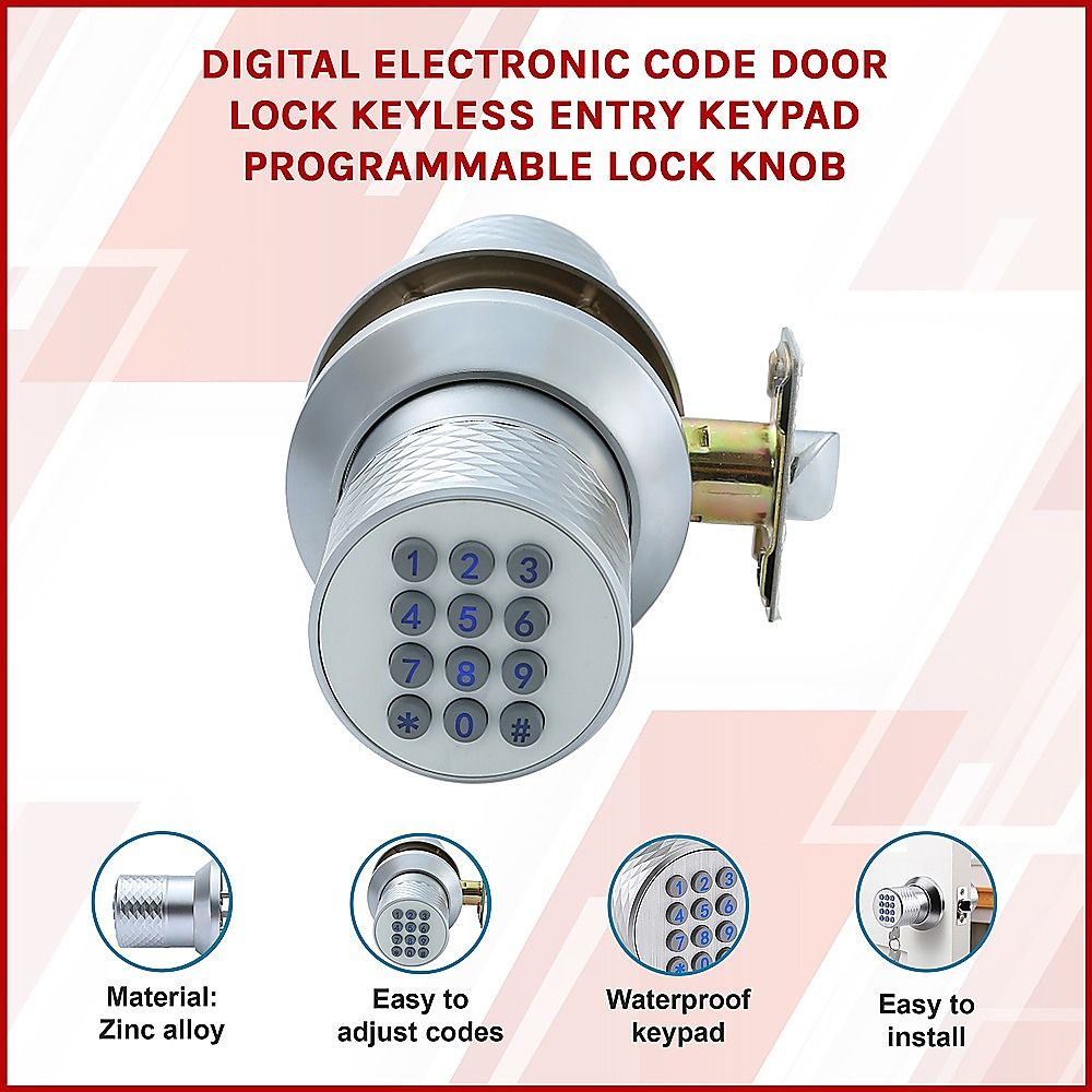 Digital Electronic Code Door Lock Keyless Entry Keypad Programmable Lock Knob Bedworld