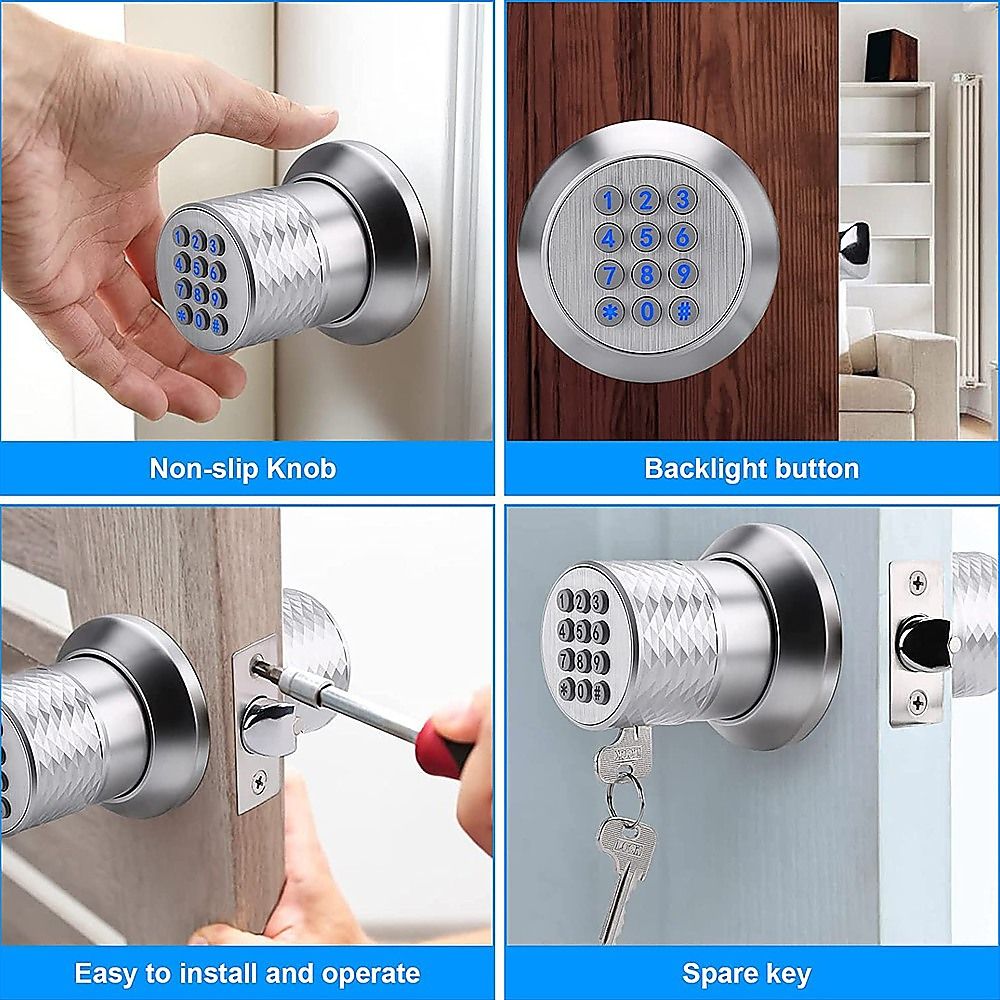 Digital Electronic Code Door Lock Keyless Entry Keypad Programmable Lock Knob Bedworld