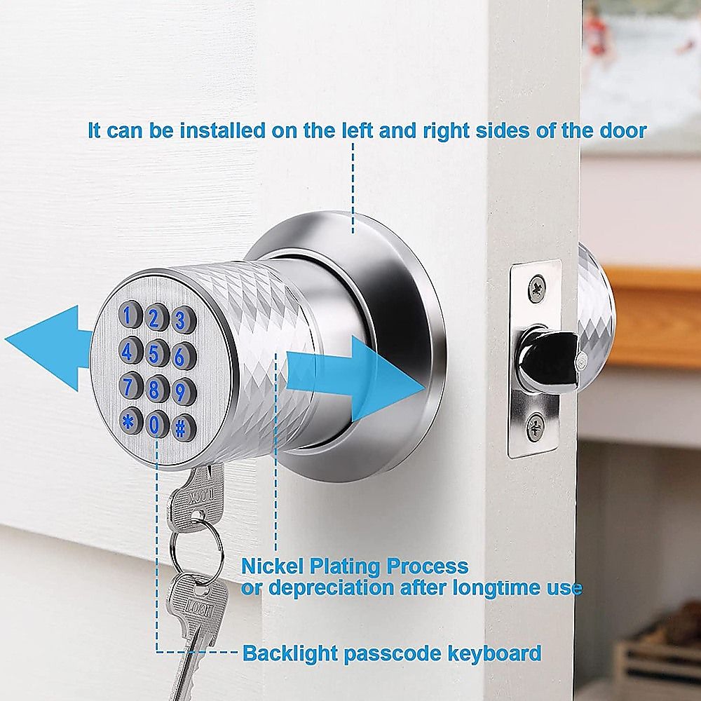 Digital Electronic Code Door Lock Keyless Entry Keypad Programmable Lock Knob Bedworld