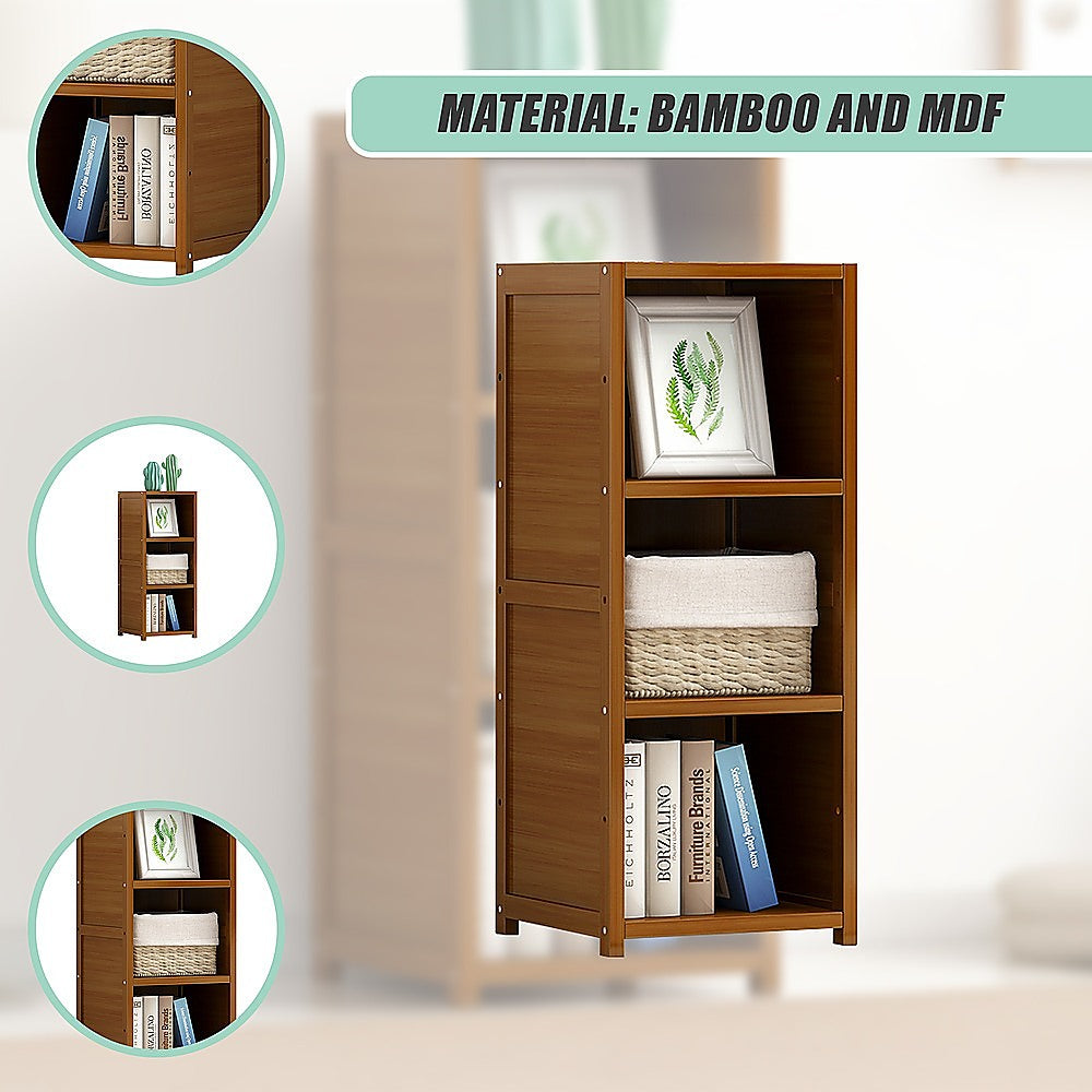 Bamboo Adjustable 3-Shelf Bookcase – Display Storage Rack Stand for Living Room, Bedroom, Office or Home Décor