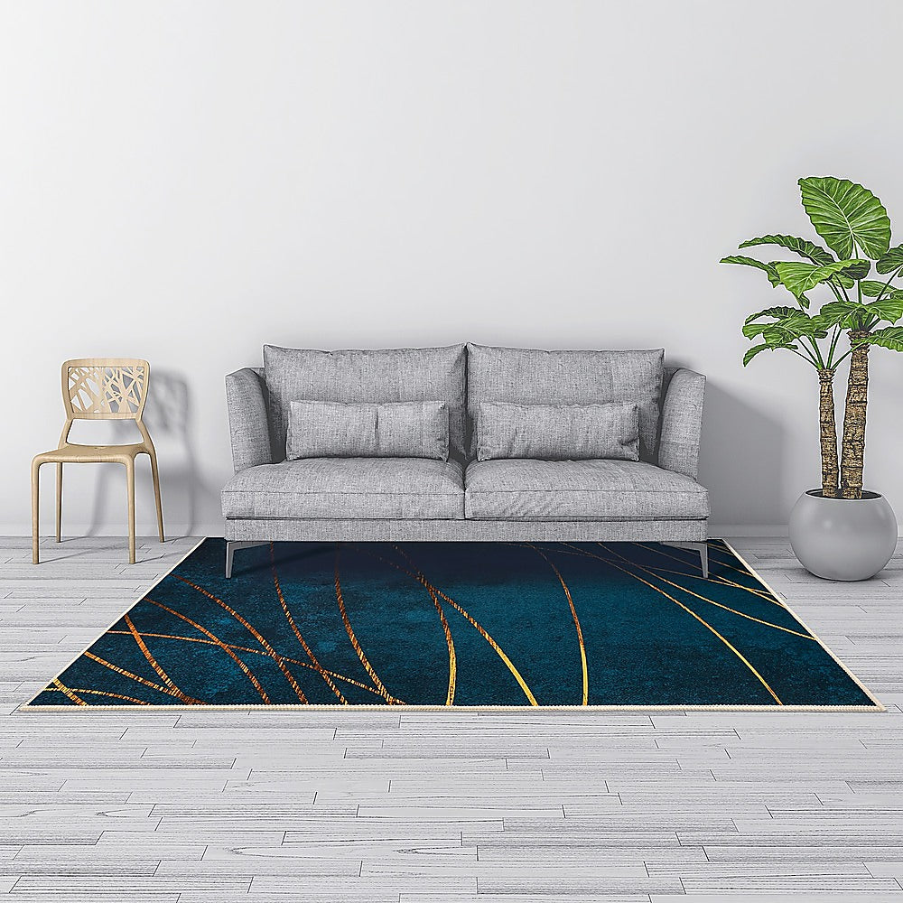 200x300cm Large Floor Blue Teal Rug  Modern Area Carpet for Bedroom & Lounge