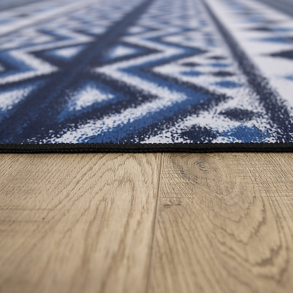 200x300cm Large Floor Blue Ethnic Rug  Modern Area Carpet for Bedroom & Lounge